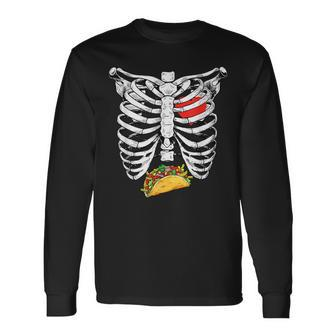 Halloween Dad Skeleton Costume Taco Matching Couple Long Sleeve T-Shirt - Seseable