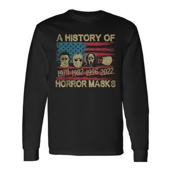 Halloween Face Masks Lazy Halloween Costum History Of Horror Long Sleeve T-Shirt - Thegiftio UK