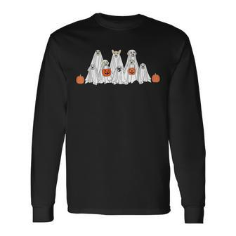 Halloween Ghost Dog Trick Or Treat Halloween Dog Ghost Long Sleeve T-Shirt | Mazezy