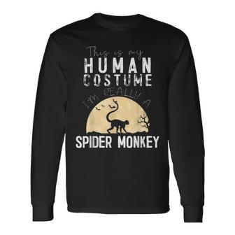 Halloween Human Costume Spider Monkey Creepy Horror Halloween Long Sleeve T-Shirt | Mazezy