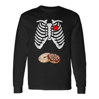Halloween Pregnancy Dad Donut Baby Pregnant Skeleton Costume Long Sleeve T-Shirt T-Shirt | Mazezy