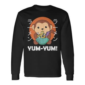 Halloween Ramen Yum Yum Kawaii Noodles Scary Cute Monkey Long Sleeve T-Shirt T-Shirt | Mazezy
