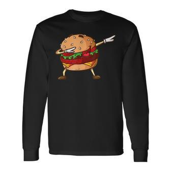 Hamburger Dabbing Cheeseburger Lover Dabbing Ideas Long Sleeve T-Shirt - Seseable