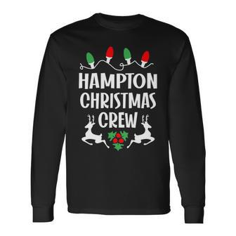 Hampton Name Christmas Crew Hampton Long Sleeve T-Shirt - Seseable