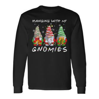 Hanging With Gnomies Gnomes Light Christmas Pajamas Mathicng Long Sleeve T-Shirt - Thegiftio UK