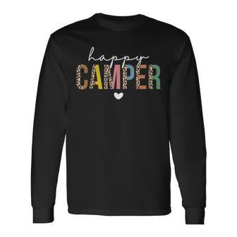 Happy Camper Leopard Camping Lover Outdoor Activities Camper Long Sleeve T-Shirt - Thegiftio UK