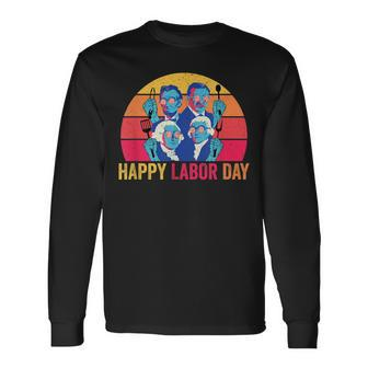 Happy Labor Day Usa Presidents Bbq Grillin Long Sleeve T-Shirt T-Shirt | Mazezy DE