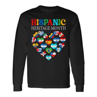 Happy National Hispanic Heritage Month All Countries Heart Long Sleeve T-Shirt | Mazezy