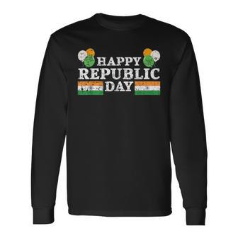 Happy Republic Day Hindustani India Flag Indian Long Sleeve T-Shirt | Mazezy