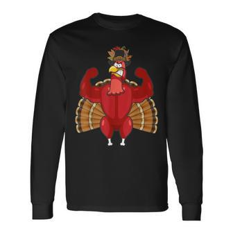 Happy Thanksgiving Turkey Workout Gym Leg Day Long Sleeve T-Shirt - Seseable