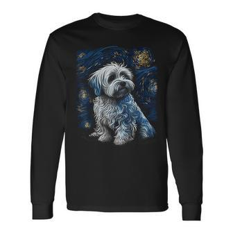 Havanese Dog Starry Night Dogs Lover Graphic Long Sleeve T-Shirt T-Shirt | Mazezy