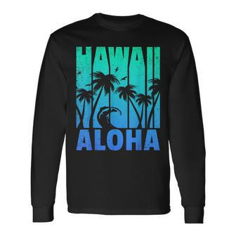 Hawaii Vintage Hawaiian Islands Aloha State Retro Beach Surf Long Sleeve T-Shirt T-Shirt | Mazezy