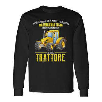In My Head I Am Driving My Tractor Italian Words Long Sleeve T-Shirt T-Shirt | Mazezy