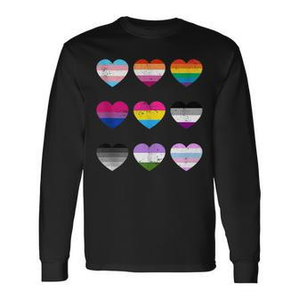 Heart Lgbt Flag Happy Pride Month Transgender Mtf Ftm Gays Long Sleeve T-Shirt | Mazezy