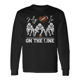 My Heart Is On The Line Offensive Lineman Vintage Football Long Sleeve - Monsterry DE
