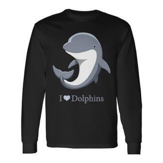 I Heart Love Dolphins Cute Bottlenose Dolphin Long Sleeve T-Shirt | Mazezy