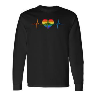 Heartbeat Gay Lgbtq Heartbeat Lovely Pride Lesbian Gays Love Long Sleeve T-Shirt T-Shirt | Mazezy