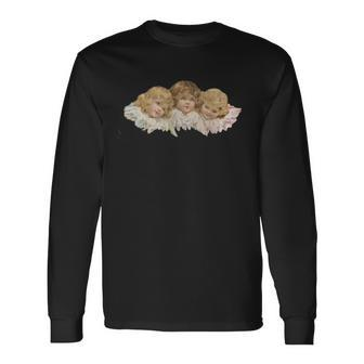 Heavenly Little Vintage Baby Angels Snuggled Up Close Long Sleeve T-Shirt | Mazezy