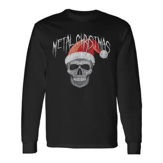 Heavy Metal Christmas Skull Santa Long Sleeve T-Shirt | Mazezy