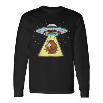 Hedgehog Playing Bagpipe Ufo Abduction Long Sleeve T-Shirt | Mazezy CA