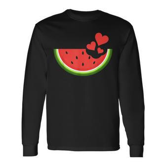 Hello Summer Hearts Watermelon Fruit Watermelon Lover Long Sleeve T-Shirt - Seseable