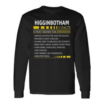Higginbotham Name Higginbotham Facts Long Sleeve T-Shirt - Seseable