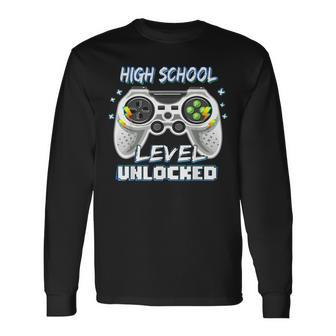 High School Level Unlocked Gamer First Day Of School Boys Long Sleeve T-Shirt - Seseable