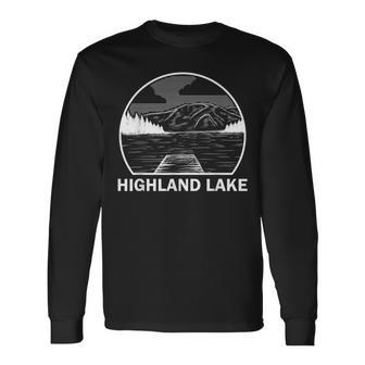 Highland Lake Connecticut Fishing Camping Summer Long Sleeve T-Shirt | Mazezy CA