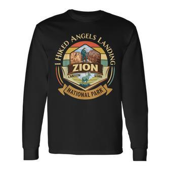 I Hiked Angels Landing Zion Retro Vintage Bighorn Sleeve Long Sleeve T-Shirt | Mazezy