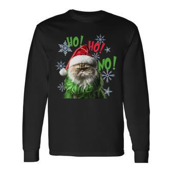 Ho Ho No Bad Cat Christmas Long Sleeve T-Shirt - Seseable