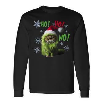 Ho Ho No Bad Cat Christmas Long Sleeve T-Shirt | Mazezy