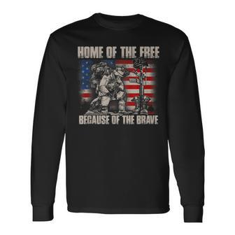Home Of The Free Because Of The Brave American Flag Long Sleeve T-Shirt | Mazezy