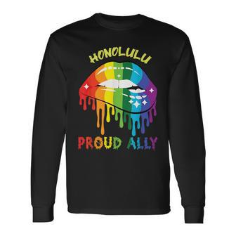 Honolulu Proud Ally Lgbtq Hawaii Pride Hi Sayings Long Sleeve T-Shirt T-Shirt | Mazezy