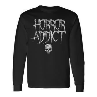 Horror Addict Gothic Skull Horror Long Sleeve T-Shirt | Mazezy