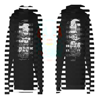 Horror Addict Scary Clown Mask Halloween Party Scary Clown Long Sleeve T-Shirt | Mazezy