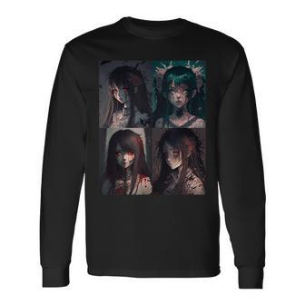 Horror Anime Girl Japanese Aesthetic Anime Otaku Japanese Long Sleeve T-Shirt | Mazezy
