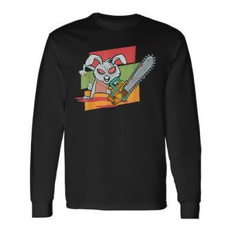 Horror Lover Creepy Chainsaw Bunny Creepy Long Sleeve T-Shirt | Mazezy