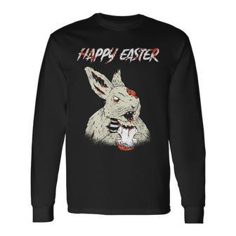 Horror Movie Lover Easter Bunny Bloody Gore Zombie Egg Easter Long Sleeve T-Shirt | Mazezy DE