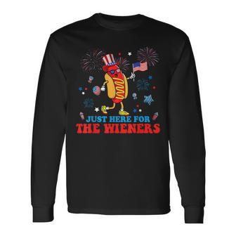 Hot Dog Im Just Here For The Wieners 4Th Of July Long Sleeve T-Shirt - Monsterry CA