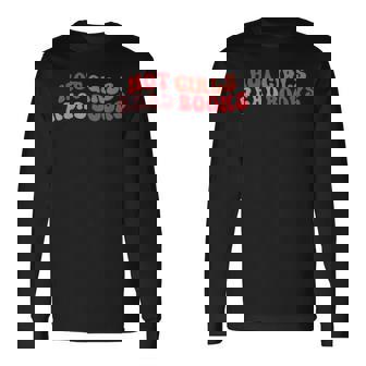 Hot Girls Read Books Retro Wavy Reading Lovers Bookworm Reading Long Sleeve T-Shirt | Mazezy