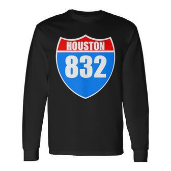 Houston Texas Interstate 45 Pride Represent 832 Area Code Long Sleeve T-Shirt | Mazezy