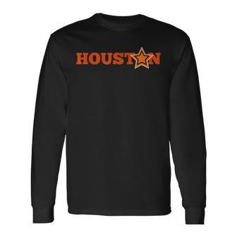 Houston Vintage Retro Star Colors Long Sleeve T-Shirt | Mazezy