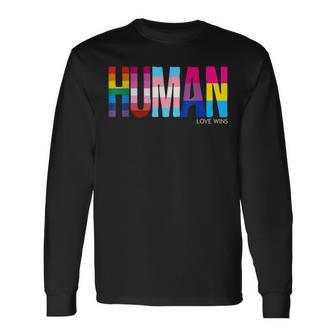 Human Lgbtq Pride Ally Equality Bi Bisexual Trans And Queer Long Sleeve T-Shirt - Seseable