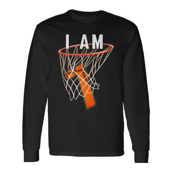 I Am 7 Basketball Themed 7Th Birthday Party Celebration  Unisex Long Sleeve