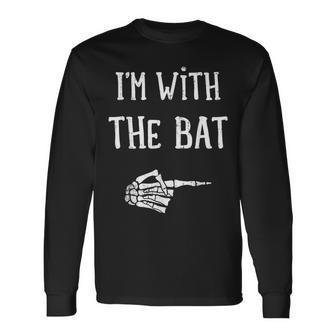 I'm With The Bat Matching Couple Costume Halloween Long Sleeve T-Shirt - Monsterry DE