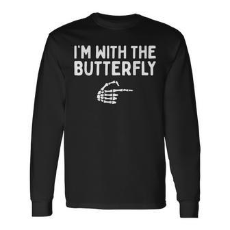 I'm With The Butterfly Halloween Costume Matching Couples Long Sleeve T-Shirt | Mazezy