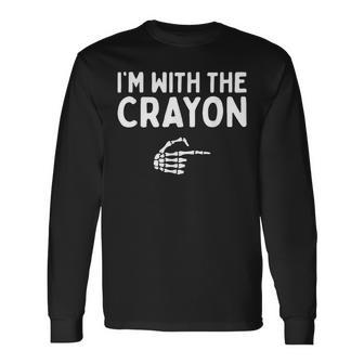 I'm With The Crayon Halloween Costume Matching Couples Long Sleeve T-Shirt - Monsterry DE