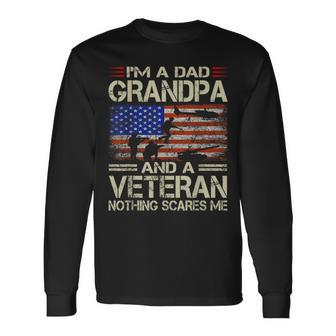 I'm A Dad Grandpa And Veteran Retro Papa Grandpa Long Sleeve T-Shirt - Monsterry UK