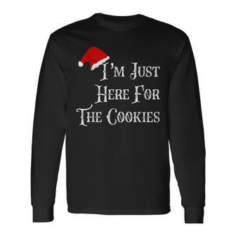 I'm Just Here For The Cookies Santa Christmas Long Sleeve T-Shirt - Seseable