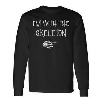 I'm With The Skeleton Matching Couple Costume Halloween Long Sleeve T-Shirt - Monsterry